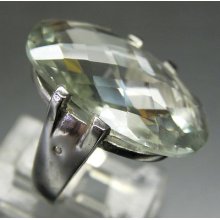 Stunning Sterling Silver Checkerboard Cut Faux Aquamarine Primavera Ring