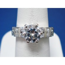 Stunning Sterling Silver Cubic Zirconia Engagement Ring