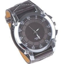 Stylish Quartz Leather Time Hours Analog Sport Wrist Watch Unisex Brown