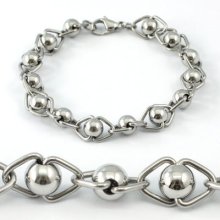 Stylish Stainless Steel Ball Links Bracelet B145