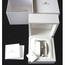 Swarovski Crystal Ladies Silver Baguette Bracelet Watch 999984 Swiss Box