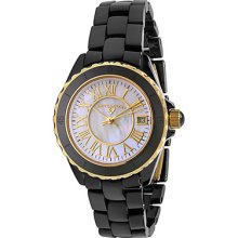 Swiss Legend Women's Karamica Black High Tech Ceramic Yellow Gold Tone