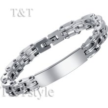 T&t 316l Stainless Steel Plain Id Bracelet (bbr116)
