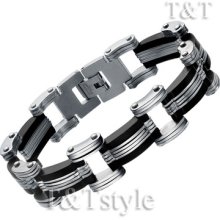 T&t Stainless Steel Thick Link Bracelet (bbr147)