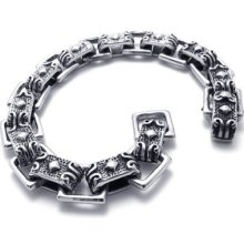 Tb44 Men's Vintage Punk Rock Stylish Band Cool Stainless Steel Bangle Bracelet