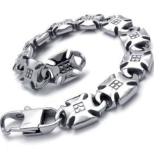 Tb69 Men's Vintage Punk Rock Stylish Band Cross Stainless Steel Bangle Bracelet