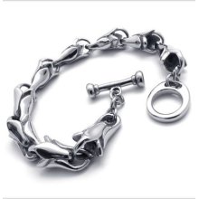 Tb76 Men's Vintage Punk Rock Stylish Band Cool Stainless Steel Bangle Bracelet
