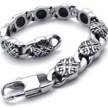Tb83 Men's Vintage Punk Rock Stylish Band Cool Stainless Steel Bangle Bracelet