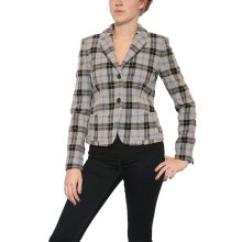 Theory Nillian Budapest Plaid Blazer in Light Grey