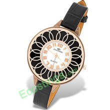 Thin Leather Watchband Round Watch Case Ladies' Watch