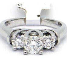 Three Stone 14kt White Gold 1.50ct Round Diamond Engagement Ring H Si