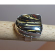 Tiger eye Iron ring - Silver Genstone Ring - Handmade ring - Large stone ring