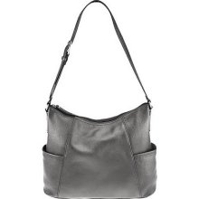 Tignanello Pebble Leather Adjustable Hobo Bag with Side Pockets - Zinc - One Size