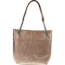 Tignanello Pebble Leather Charming Chain Tote Bag - Satin Metal - One Size