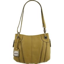Tignanello Pebble Leather Convertible Shoulder Bag w/Perforation - Pale Yellow - One Size