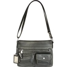 Tignanello Pebble Leather Crossbody Bag with Front Pockets - Zinc - One Size