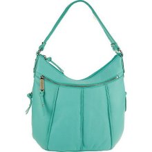 Tignanello Pebble Leather Hobo Bag with Seam Details - Aqua - One Size