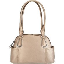 Tignanello Pebble Leather Satchel w/ Side Pockets - Satin Metal - One Size