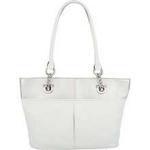 Tignanello Two Tone Glove Leather East/West Tote Bag - White/Silver - One Size