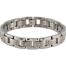 Titanium & 14kt Yellow Link Bracelet with Diamonds