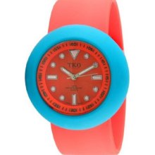 TKO Orlogi Womens Neon Slapper Interchangable Plastic Watch - Red Slapper Strap - Red Dial - TK597-ONO
