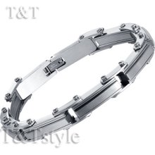Top Quality T&t 316l Stainless Steel Link Bracelet Silver (bbr123)