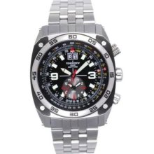 Torgoen Swiss T07201 Men's 43Mm Aviation Watch With 12Hr Dual Time Zone, E6b Flight Computer And Brushed Stainless Steel Bracelet