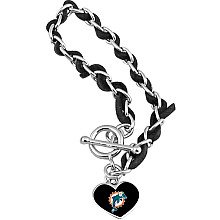 Touch by Alyssa Milano Miami Dolphins Chain & Leather Strap Bracelet