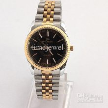 Tracking No.men Wristwatches White 2-tone Stainless Steel Band Quart