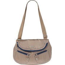 Travelon Twill Flap Front Shoulder Bag - Tan/Navy - One Size