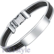 Trendy T&t 316l Stainless Steel Plain Id Bangle (bs29)