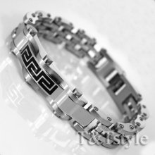 Trendy T&t 316l Stainless Steel Greek Pattern Bracelet