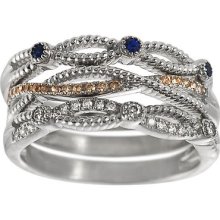 Tressa Sterling Silver Cubic Zirconia Stackable 3-color Ring Set