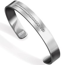Triton Men's Stainless Steel Cuff with Sterling Silver Inlay bracelets