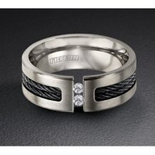 Triton Titanium 18 Kt White Gold And Diamond Wedding Band