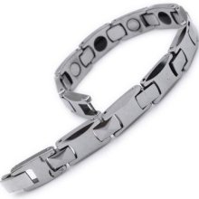 Tungsten Ceramics Silver Boxes Charm Linking Mens Bracelet 7.7
