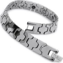 Tungsten Ceramics Silver Super Charm Linking Mens Bracelet 7.7