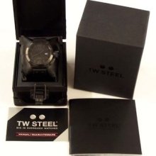 Tw Steel Watch Canteen 45mm Cool Black Pvd Leather Tw844
