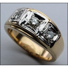 Two Tone Men's 3 Stone Diamond Ring