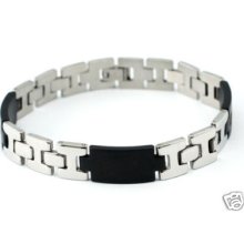 Two Tone Stainless Steel Rubber Bracelet B143