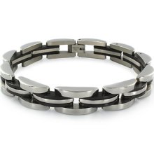 Two-tone Stainless Steel Dome Link Bracelet