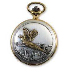 Two-Tone White Dial Quartz Flying Pheasant Pocket Watch