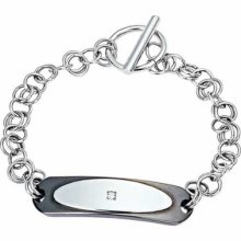 Two Tone With Cz Stainless Steel Bracelet
