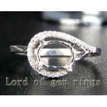 Unique 6x8mm Oval Cut 14k White Gold Diamonds Engagement Wedding Semi Mount Ring