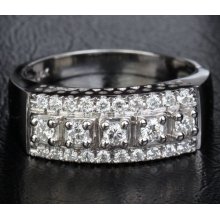 Unique .83ctw Diamonds 14k White Gold Pave Engagement Wedding Band Ring Size 6