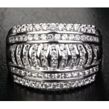 Unique Channel 1.15ct Diamonds Solid 14k White Gold Wedding Band Engagement Ring