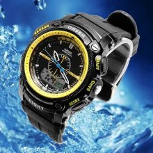 Unique Ohsen Mens Womens Led Digital Day&date Black&yellow Sport Wrist Watch