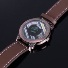 Unique Retro Colorful Stripe Leather Band Wrist Watch