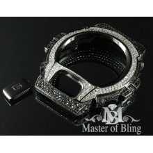 Unisex Black White G-shock Iced Out Lab Diamonds 14k Black Gold Finish Bezel