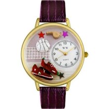 Unisex Volleyball Purple Leather and Goldtone Watch in Gold ...
